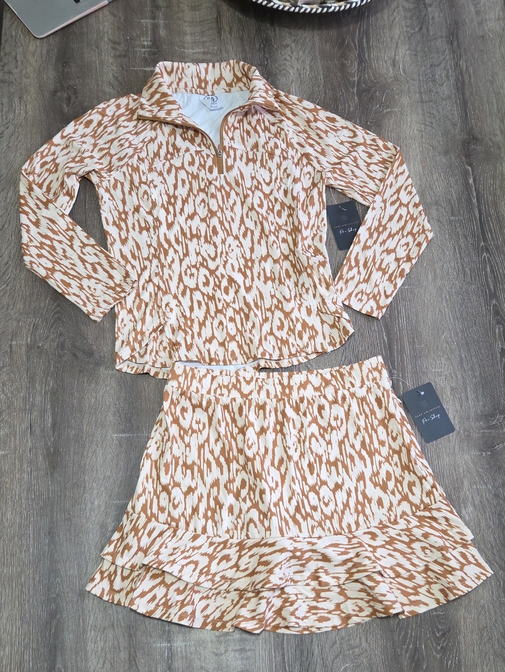 New! SAGE Collective Pro Neutral Combo Print Long Sleeve Top & Matching Skort